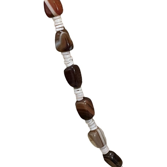 SHELL Polished Rocks 20” Necklace Neutral Colors Professionally Made - Picture 5 of 6